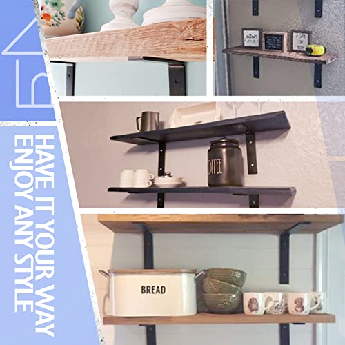 Cuzurluv Black Shelf Bracket, 12” X 5” Quarter Inch (1/4") Thick- Max Load: 440 Lb Rustic Industrial Modern Farmhouse Heavy Duty Cold Rolled Steel Bracket For Table Bench, Space Saving Diy, Pack Of 4 #TOP5
