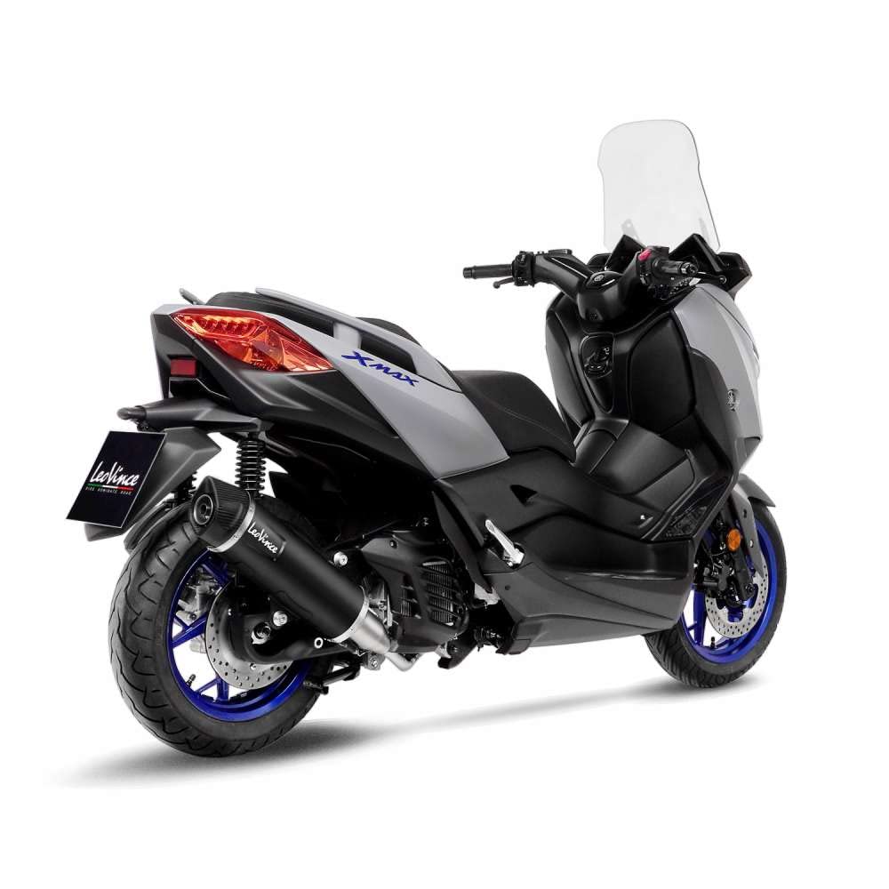 LeoVince Auspuffanlage SBK NERO Edelstahl schwarz Carbon Kappe mit Katalysator für Yamaha X-Max 125 Tech Max