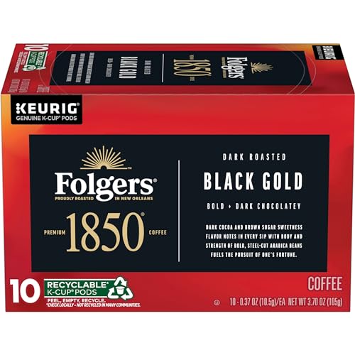 Image of Folgers 1850 Black Gold Dark Roast Coffee, 10 Keurig K-Cup Pods