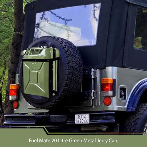 Image of B.K.Jagan and Co Steel Jerry Can, 20 Litre Fuel Container, Military Green, Heavy Duty, 45.7 x 35.6 x 15.2 cm