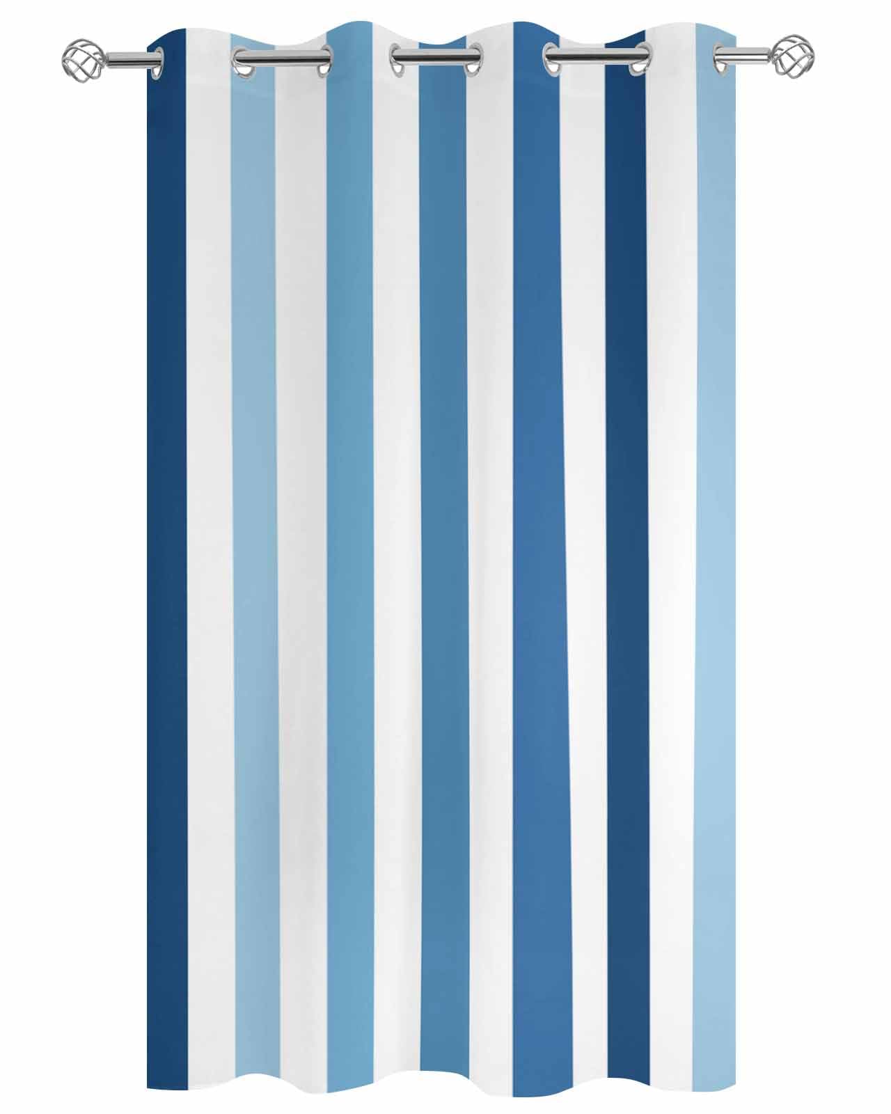 Blue Stripe Outdoor Curtains for Patio Waterproof,Ombre Geometric Farmhouse Vertical Striped Grommet Privacy Curtain Drapes Weatherproof Outside Curtains for Porch GazeboPergola Cabana 1 Panel 54x108