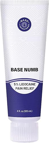 Base Labs - Crema adormecedora de lidocaína al 5 para tatuajes piercings depilación - 4 onzas líquidas - Crema adormecedora para tatuajes crema