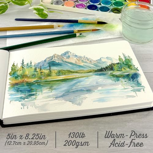 Image of ArtSkills Watercolor Journal for Painting, 200 GSM Sketchbook with Watercolor Paper, 36 5 inch x 8.25 inch Sheets (Pack of 2)