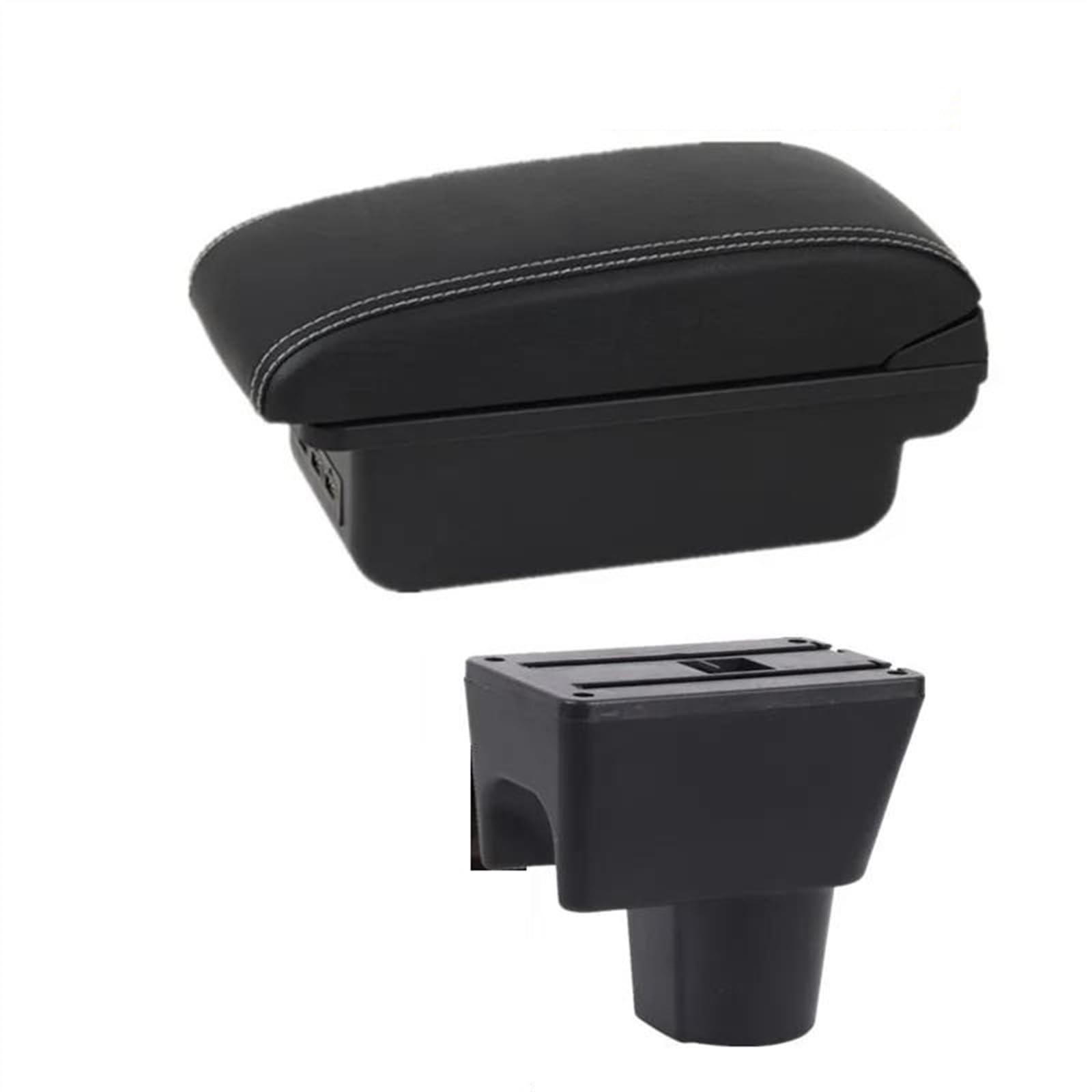 NOHEEU Armrest Box With Multifunctional Support PU Cushion Car Interior Modification Accessories For Terrano 3 2012-2018(B1 white line 3USB)
