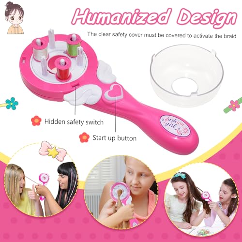 Automatic Hair Braider - Haarschmuck Mädchen Haarflechtmaschine, Flechthilfe Haare Flechten Maschine, Automatische Haarflechter Kinder Braiding Device, DIY Hair Styling Tools Rosa