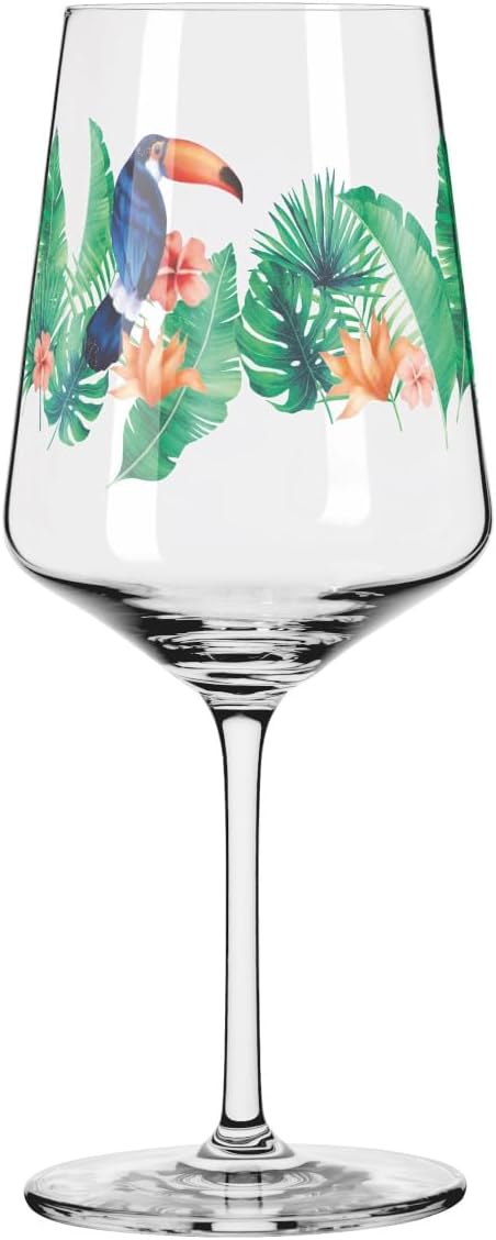 RITZENHOFF 2931013 Aperitif Glass 500 ml - Summer Tau Series - Motif No. 13 with Colourful Tucan - Made in Germany