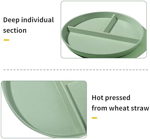 Arderlive Wheat Straw Plates 4 Pack, Divided Plates Tray, Dinner Plates, Reusable, Assorted Colors Dinnerware Sets, Microwave & Dishwasher Safe, Healthy For Adult #TOP3