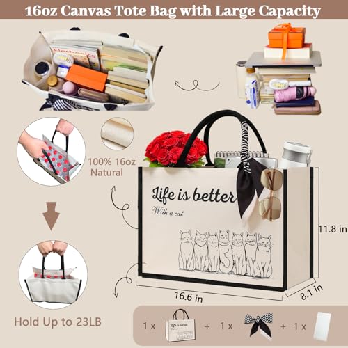 Cute-Tote-Bags-16Oz-3-Pockets-Cat-Large-Canvas-Tote-Bags-for-Women-Anti-Scratch-Lining-Large-Tote-Bag-with-Zipper
