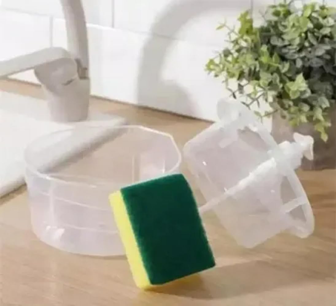 51bwACRd3zL SL1095 2 in 1 Liquid Soap Dispenser for Kitchen Sink Dishwashing Liquid Dispenser Kitchen Accessories Items New for Home Dispenser with Tub Free Sponge - MSDeals