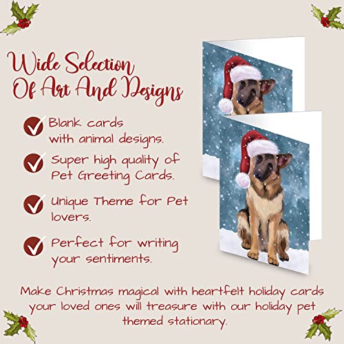 Let It Snow Christmas Happy Holidays German Shepherd Dog Greeting Cards - Adorable Pets Invitation Cards With Envelopes - Pet Artwork Christmas Greeting Cards Gcd755 (20) #TOP2