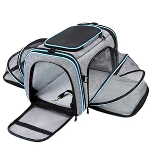 NARAYANMUNI Airline Approved Pet Carrier Bag for Pets Airline Travel Waterproof Detachable, Adjustable Shoulder Strap (L-19.5,B-12-H-12 inches)-Grey&Black (4 Sided Expandable)