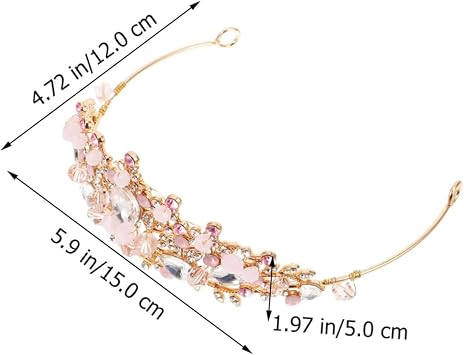 Princess Tiaras for Girls - Crystal Rhinestone Tiara Crown with Pink Sparkling Stones | Wedding Birthday Hair Accessories for Women, Teens & Kids | Christmas Halloween Cosplay Gift (1PC)