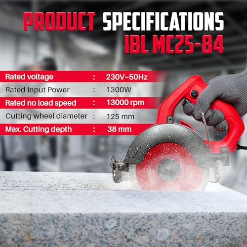 Image of IBELL Marble Cutter Mc25-84, 1300W, Copper Armature, 13000 Rpm, Disc Dia 125Mm, Max Cut Depth: 38Mm, Bevel And Depth Adjustable, Corded-Electric