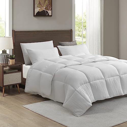 APSMILE Down Alternative Duvet Insert | King Size All-Seasons Bed Comforter | Luxury Ultra-Soft Cloud Fluffy Lightweight Lyocell Mixed Microfiber Quilted Comforter (106x90, Solid White)