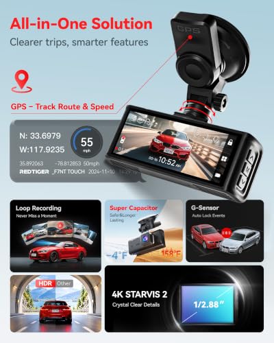 REDTIGER F7N TOUCH 4K STARVIS 2 Dash Cam – Front & Rear Recording, Voice Control, GPS & 5.8GHz WiFi - Image 5