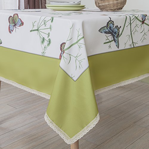 Wewoch Decorative Butterfly Floral Print Polyester Table Cloth Stain Resistant and Spillproof Rectangle Tablecloth for Dinning Room 60 Inch by 120 Inch Butterfly 60" x 120" Rectangular
