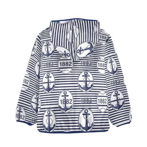 CHIFIGNO Navy Blue Anchors Kids Fleece Zip up Jacket, Thick Lightweight Fleece Jacket 3T2