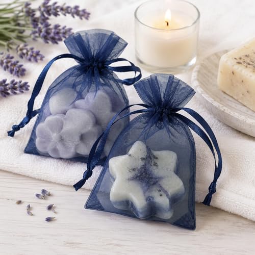 Image of Joycraft 50 Pcs Organza Bags - 2x3 Inch Gift & Party Favor Bags - Navy Blue Mesh Drawstring Pouches for Jewelry, Candy, Desserts & Festivals