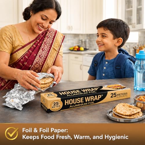 Image of House Wrap Aluminium Foil Paper 25m, | Foil Paper for Food Wrap 11 Microns