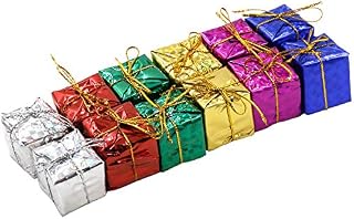 TRIXES Set of 12 Glitzy Christmas Box Hanging Tree Decorations in Assorted Colours