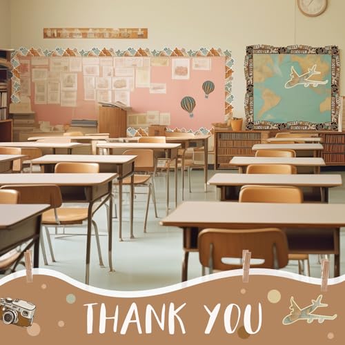 Tenceur 160ft World Map Bulletin Board Borders, 6 Rolls Travel The Map Scalloped Borders Trim, Explore World Classroom Decoration for Summer Back to School Office Chalkboard Whiteboard Poster - Image 5