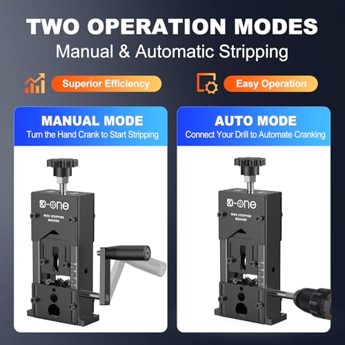 Manual Wire Stripping Machine; 0.06-1.18 inch Wire Stripper for Drill; Copper Wire Stripping Machine for Scrap Wire with 3 Feed Hole Plates, Cable Stripper Tool for Leftover Cable Recycling