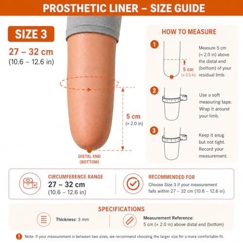 Funda de Gel para Prótesis, Protector de Piel y Suspensión, 27–32 cm miniatura 2