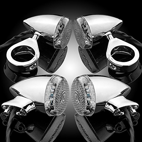 4pcs 20 LED Chrome Front Rear Turn Signal Light 41mm Fork Clamp Custom Bike Motorcycle Cruiser Chopper Touring