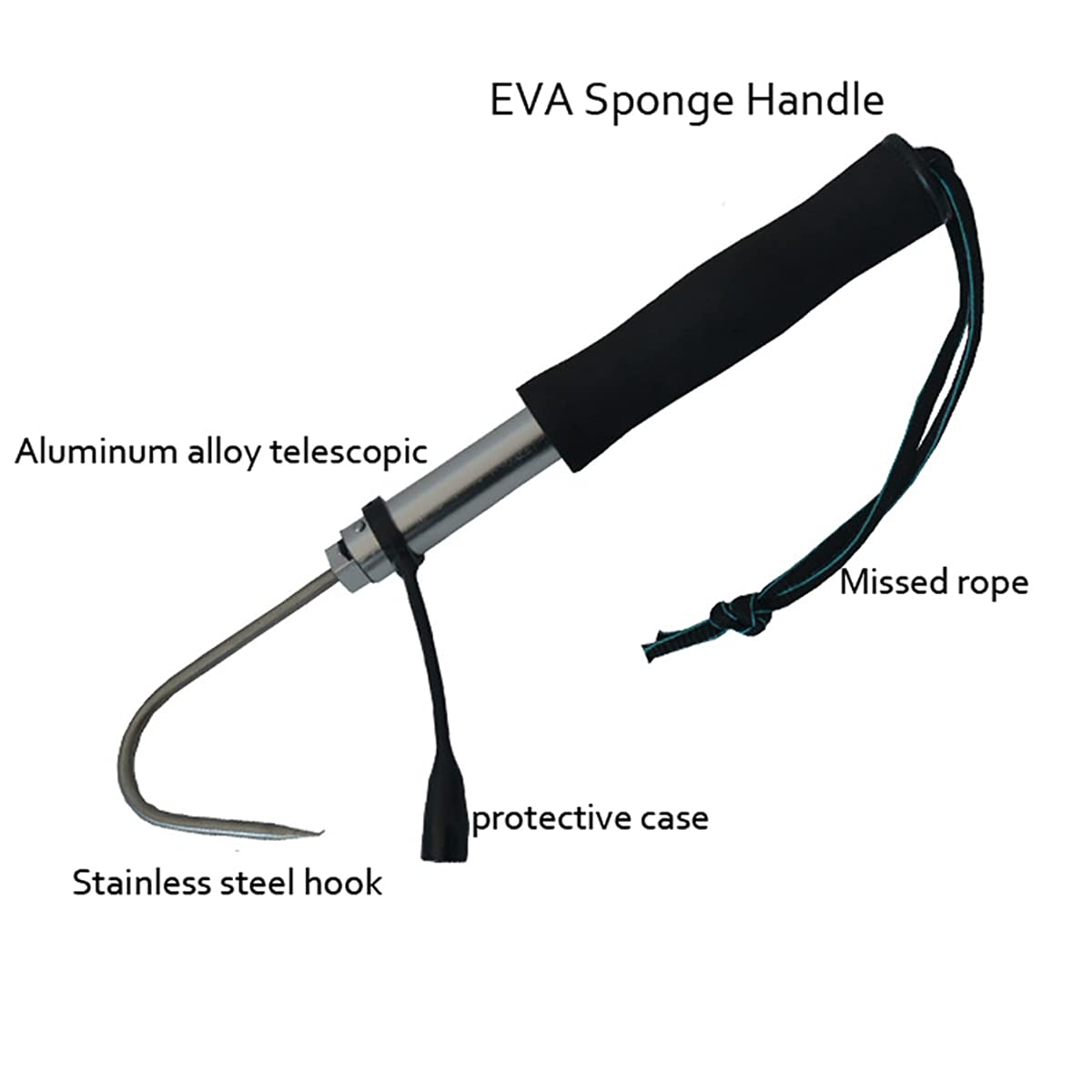 60/90cm Teleskop Versenkbare Fisch Gaff Edelstahl EIS Meer Angeln Edelstahl Eva Speer Haken Anzugehen