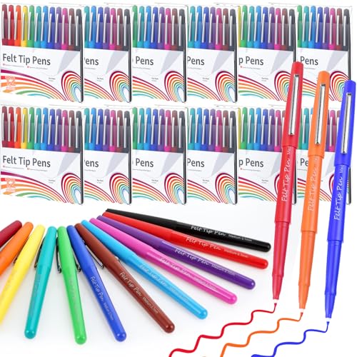 MotiMind 144 Pcs Felt Tip Pens 0.7mm Medium Point...