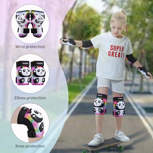 kcayony Kids Knee Elbow Wrist Pads Set for Boys Girls Age 3-15 Years, Protective Gear for Skateboard Bike Roller Skating Scooter Inline Skating Sports (Pink, M(8-15years Old)(55-88lb))
