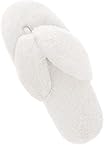 DREAM PAIRS Women's Cream House Fluffy Fuzzy Memory Foam Open Toe Flip Flop Slip On Indoor Slippers Size 7-8M US Spa-03