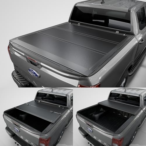 Image of Tutel Low Profile Hard Shell Folding Truck Bed Tonneau Cover|Fits 2019-2023 Ford Ranger 5'1 inch Bed (61 inch) - TTLTMLPT032