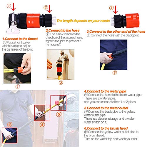 JSCARLIFE Pressure Washer Car Brush Car Wash Attachment Rotating Brush to Wash Trailer - Thumbnail 7