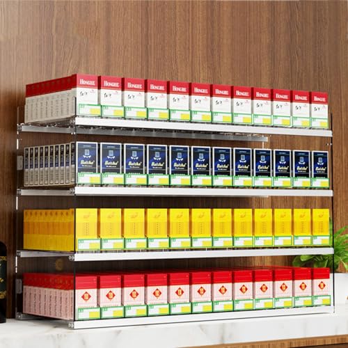 Design versatile: perfetto per minimarket, supermercati, tabacchi e negozi indipendenti, questo espositore per sigarette favorisce l'ordine e riduce l'ingombro. Migliora l'ambiente di vendita garantendo al contempo un rapido accesso ai clienti. Una soluzione pratica per il merchandising di sigarette che unisce funzionalità e stile.