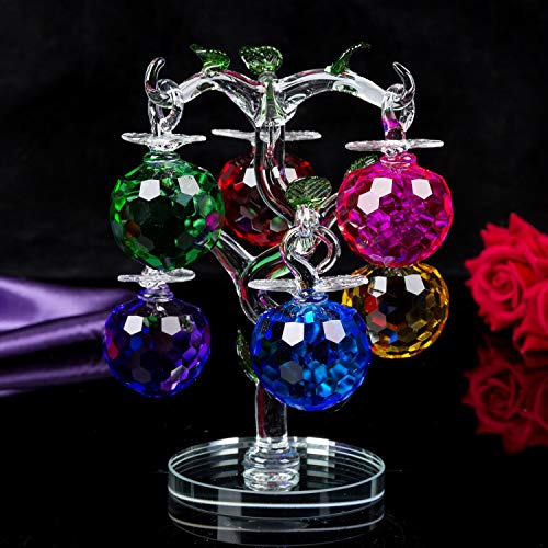 London Boutique - Pommier décoratif en Cristal avec 6 Pommes Multicolores, boîte Cadeau Bleue Incluse, Multicolore Cover