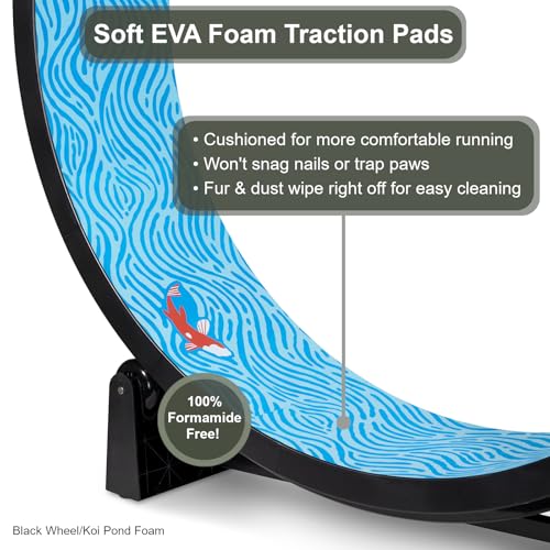 One Fast Cat - Cat Exercise Wheel - Gen. 7 - Safe 48" Diameter - Made in The USA - Black Wheel with Koi Pond Foam Traction Pads and Solid Black Inline Wheels - Image 4