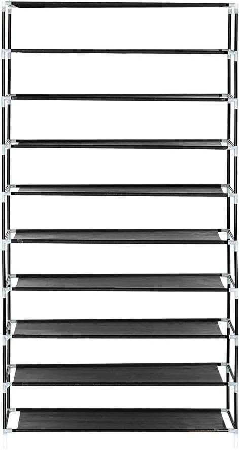 Internal structure of the 10-tier shoe rack frame without the fabric cover