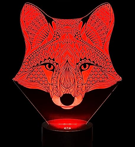 Lámpara de mesa ilusión 3D Fox 16 colores USB miniatura 5