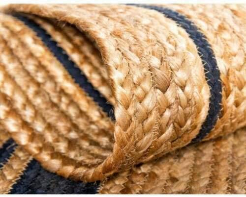 Handgefertigter handgeflochtener natürlicher Jute-Teppich, rund, Naturfasern, Bodenteppich (1,2 x 1,2 m)