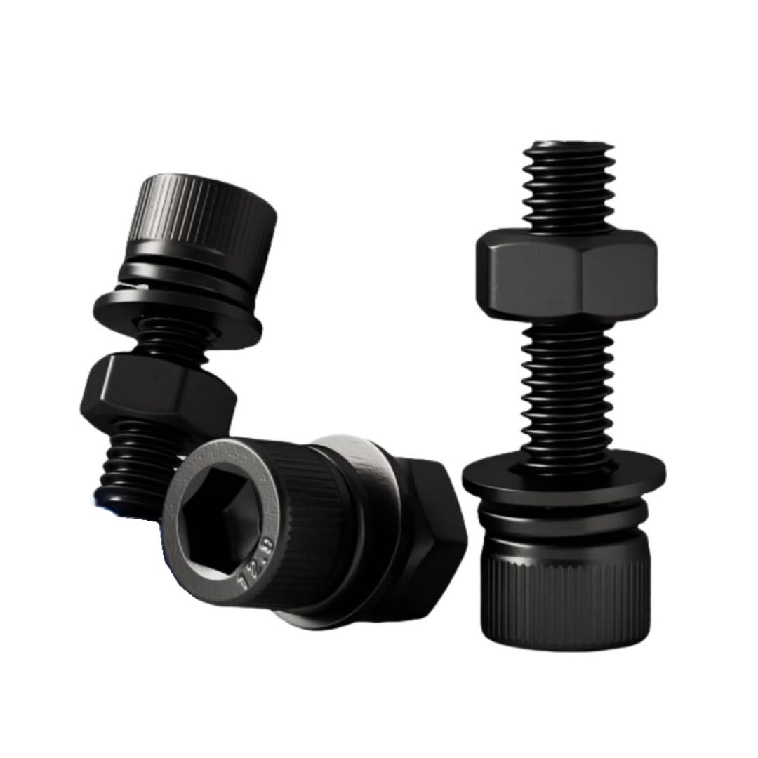 M22x190(1set) Hex Socket Head Cap Screws Nuts and Bolts Assortment Kit with Flat & Lock Washers,12.9 Screw Nuts Assortment,M2M3M4M5M6M8M10M12 Bolt Assortment