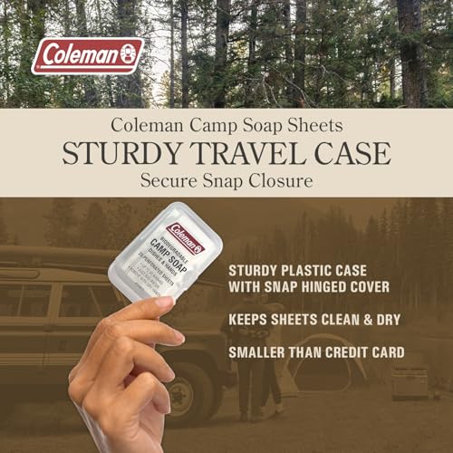 Coleman Camp Soap Sheets – 25 Travel Soap Sheets for Camping, Hiking & Backpacking – Perforated for 50 Washes, Dissolves Instantly in Hot or Cold Water, TSA-Approved for Travel - image 5