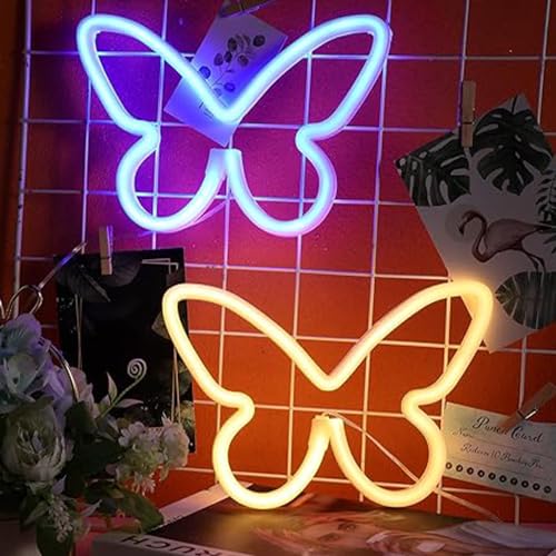 Image of 3PCS LED Neon Light Sign Butterfly Neon Signs Home Night Lights for Kids' Bedroom Decorative lamps Wall Art Romantic Christmas Birthday Gift