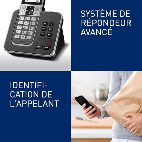 Panasonic KX-TGD322FRG DECT Téléphone Numérique Sans Fil Répondeur Numérique, Base et 2 Combinés, Haut-Parleur Mains Libres, Identification de l'Appelant, Blocage des Appels Indésirables, LCD, Grise