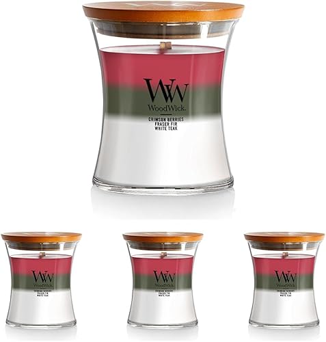 Vista 22 de WoodWick Warm Woods Vela mediana en frasco, con forma de reloj de arena, cera de mezcla de soja prémium, mecha de madera Pluswick Innovation