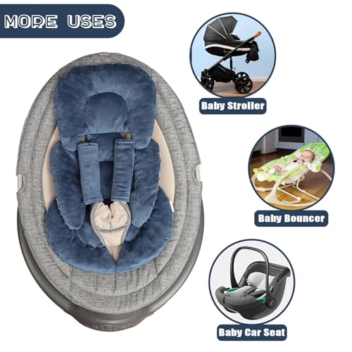 Image of Infant Car Seat Insert Head and Body Support, GFU Reversible Newborn Insert for Carseat with Strap Pads, Soft Stroller Cushion Pillow Insert for Boys and Girls, Fits for Stroller, Swing, Blue
