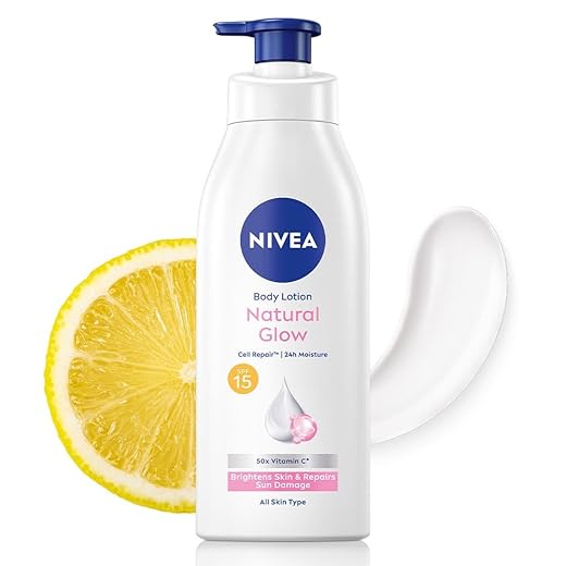 NIVEA Body Lotion Natural Glow, Cell Repair, Spf 15 & 50X Vitamin C 400ml