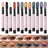 Pakivs Eyeshadow Stick Set, 12 Colors Matte Glitter Pearlescent Eyeshadow Eyeshadow Sticks Waterproo
