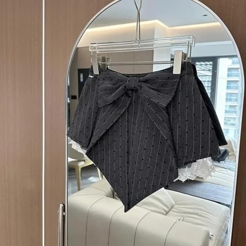 Sweet Bow Lace Stitching Women A Line Pleated Skirts Y2K High Waist Streetwear All Match Ladies Mini Skirt4