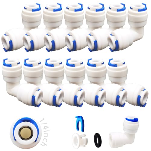 CESFONJER 12 piezas de tubo de 1/4 de pulgada de plástico Push Union codo de conexión rápida para el filtro de agua RO